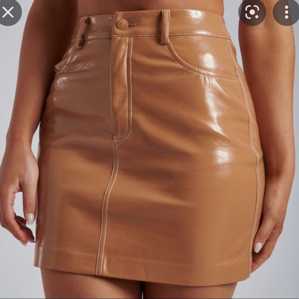 Meshki Emani Patent Mini Skirt- Tax color - XS